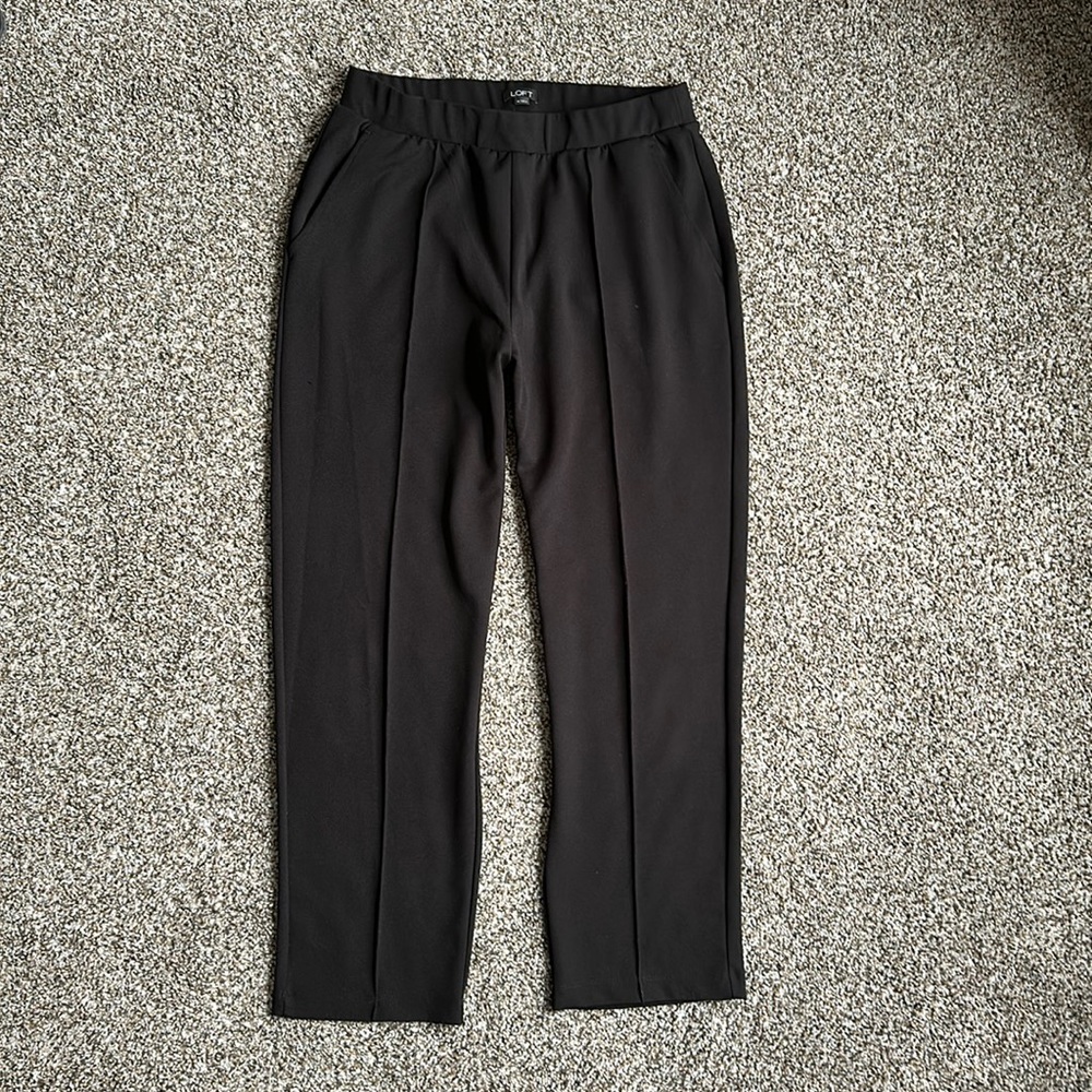 Loft Black Pleated Dress Pant with Pockets Elastic Waist